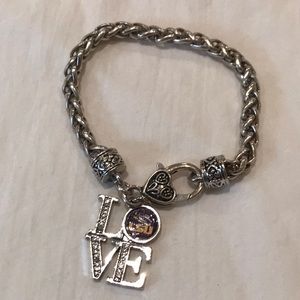 LSU Tigers Love Silver Bracelet